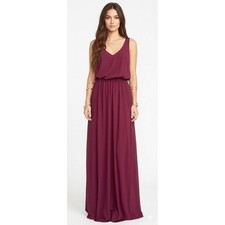Show Me Your Mumu Kendall Maxi Dress Cabernet Plum V-Neck Open Back Small