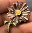 Vintage Signed HAR Purple Pansy Enamel Brooch Pin Circa 1960's Jewelry Costume