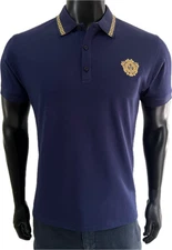 Men Navy Blue Polo Shirt Vèrsace