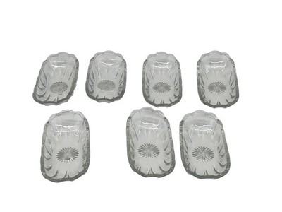 Set of 7 Vintage Clear Pressed Glass Banana Split / Ice Cream Boats 7.5'' X 3''