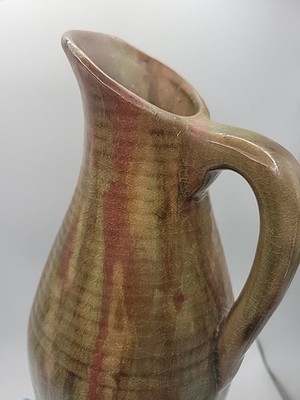 Studio Pottery Urn 12 Green Rust Brown Drip No Chips Or Cracks Great Condition