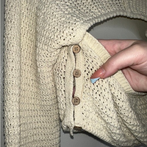 Free People Beach Crochet Long Sleeve Crop Top Beige/Cream Size Small - Picture 4 of 6