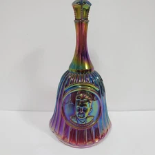 Vintage Fenton Frank L. Fenton Founder Plum Opalescent Iridized Medallion Bell