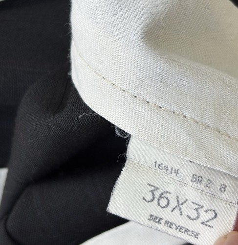 VTG Men’s Relaxed Pleated Pinstriped Black Wool Dress Pants 36x32 Made In USA - Picture 14 of 17