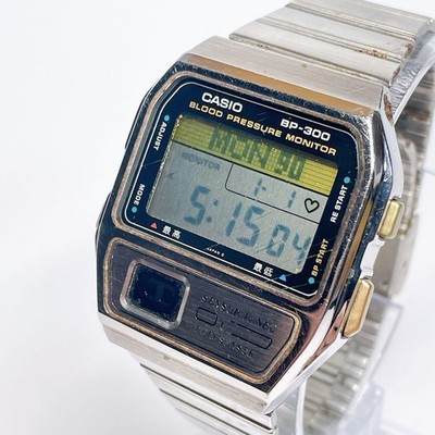 Vintage Casio BP-300 Blood Pressure Pulse Digital Watch 90s Silver