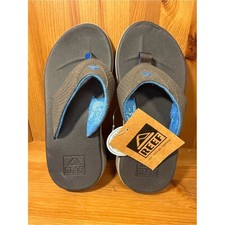 Reef Mens 4 Gray Flip Flops with Blue Lining