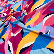 Abstract Colored Shape Print Spandex 4-way Stretch Fabric by Yard for Swimwear