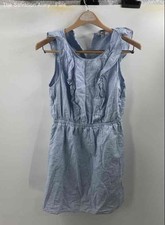 Madewell Womens Blue Sleeveless Ruffle Round Neck Casual Mini Dress Size 8