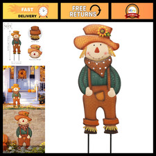 Fall Outdoor Scarecrow Garden Decor - Metal Stake Thanksgiving Yard Sign 30