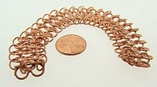 2 VINTAGE COPPER COATED STEEL DECO FILIGREE MESH CHAIN 7" SECTIONS N24