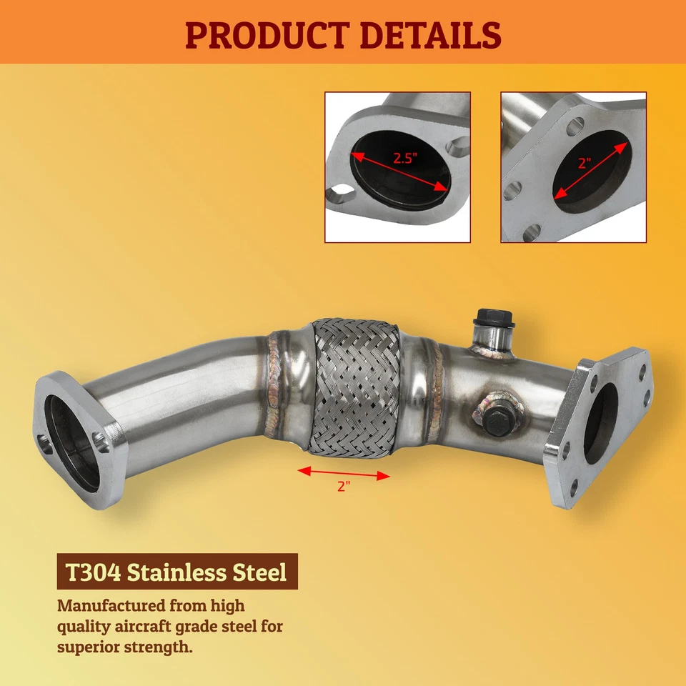 For 2002-2014 Subaru Impreza WRX STI EJ20 EJ25 2.5" Turbo Up Pipe w/ Flex Piping Foto 4 de 4