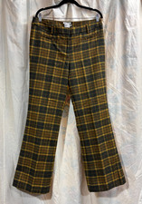 Vintage Women's Plaid Wool L.L. Bean Trousers Pants Flares Size 14
