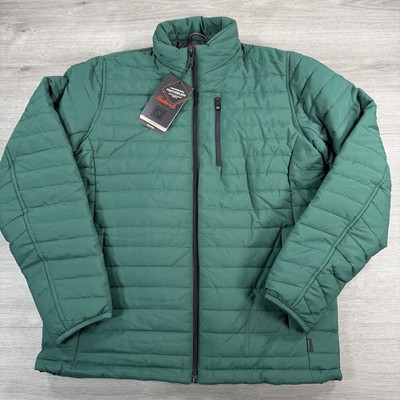 Hawke & Co Jacket Mens Small Green Puffer Insulated Zip Featherless HMP3271R