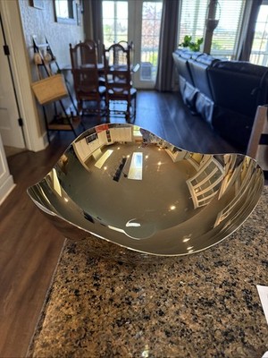 Georg Jensen Denmark Steel Sculptural Bowl Modern Mirror Danish Design Large