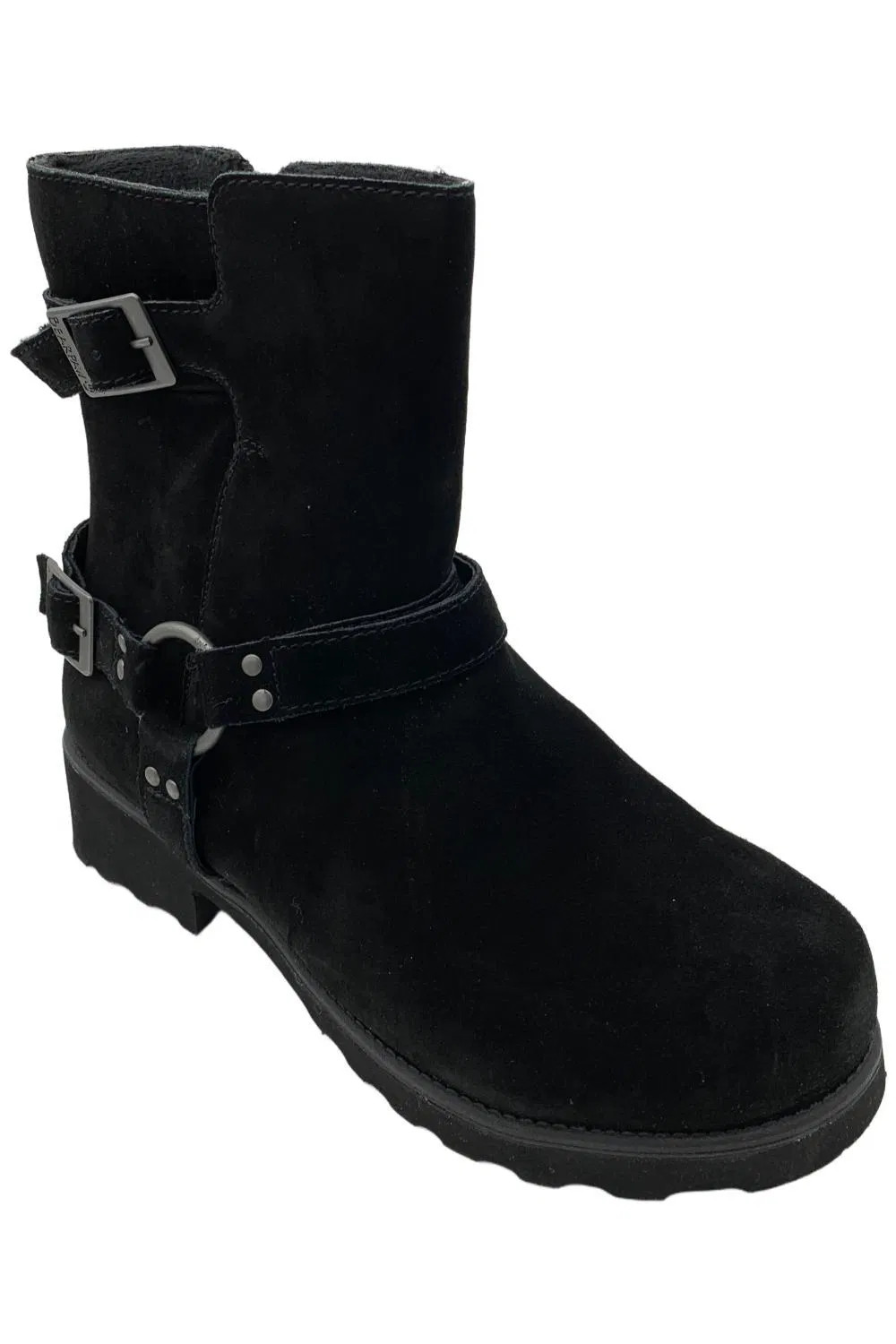 BEARPAW Womens Riveria Suede Moto Boot with Faux Sherpa Lining Black 7790₽