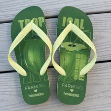 Havaianas x FARM Flip Flops Women's US 9/10 Men s 8M Coconut Tropical green