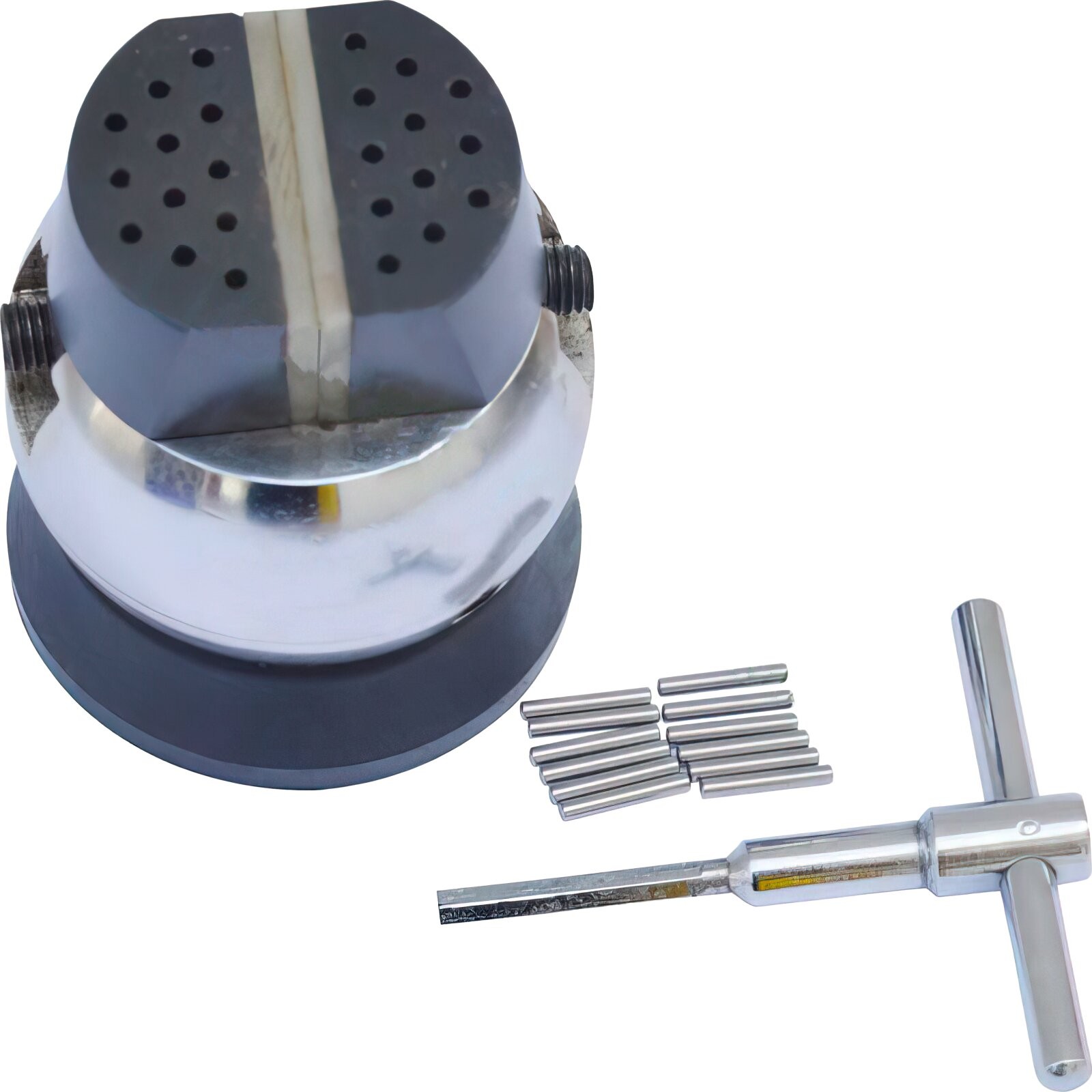 3" Chrome plated Engraving Block Ball Vise Setting Jewelry with Pins Rubber Base