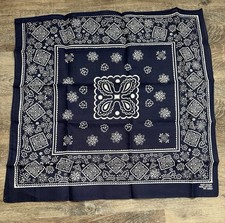 Vintage Fast Color Bandana Handkerchief Blue Cotton 22x22  RN13960 NOS
