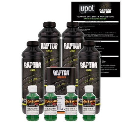 U-POL Raptor Tintable Emerald Green Spray-On Truck Bed Liner Coating, 4 Quarts