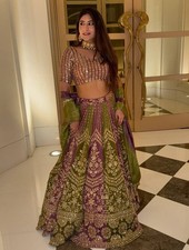Exclusive Faux Georgette Lehenga Choli With Purple Dupatta For Women Wear