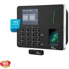 Time Clocks for Employees Small Business, W3 2.4GHz WiFi Biometric Fingerprin...