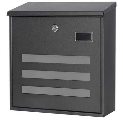 Decaller Galvanized Steel Mailbox W/Key Lock, Wall Mount Outdoor Black