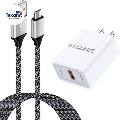 Micro USB Fast Wall Charger QC3.0 18W with USB a to Micro USB Cable Fast Android