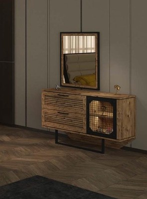 Loft Metall Gitter Kommode Spiegel Möbel Design Kommoden Holz Schlafzimmer Luxus
