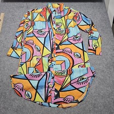 Live 4 Truth Colorful Wearable Art Button Up Midi Shirt Dress Size Large