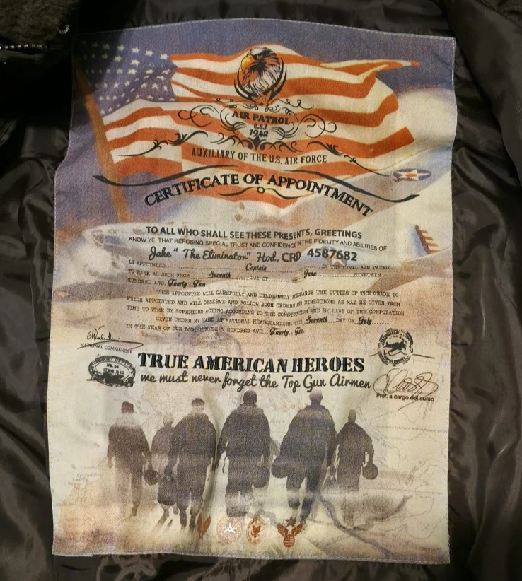 Jaqueta masculina tipo militar Top Gun XL força aérea verdadeiros heróis americanos - Imagem 2 de 2