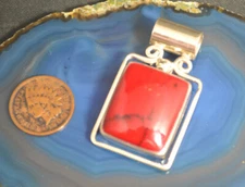 Sterling silver red jasper slide pendant Mexico