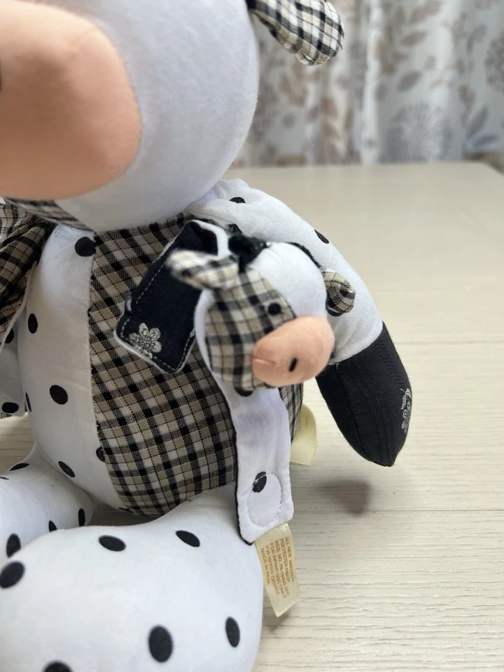 "Babero de muñeca de peluche Dandee Cow Lovey blanco y negro 8""" Foto 4 de 4