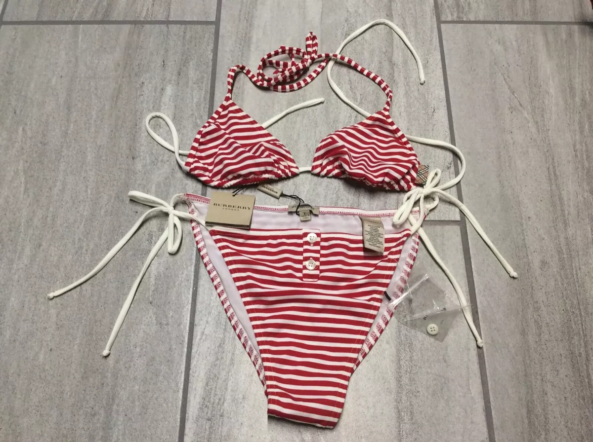 Burberry London Swimsuit Red White Top S Bottom L