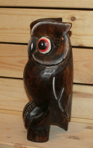 Vintage hand carving wood owl figurine - Picture 4 of 10