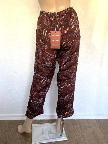 ALEXA CHUNG Burgundy Satin Twill Printed Straight Cropped Trousers UK 8 US 4 NEW - Picture 19 of 24