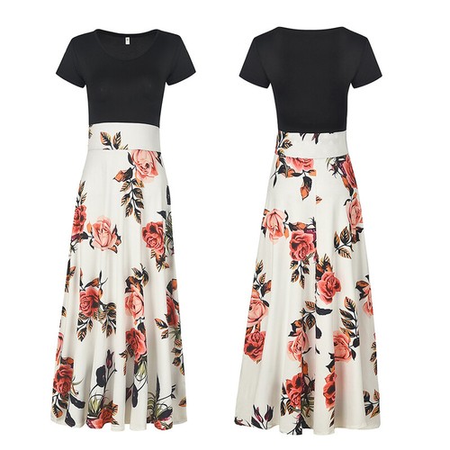 Retro Floral Print Boho Dress Summer Womens Long Maxi Dress Evening Party Beach - Picture 4 of 17