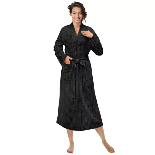 Unisex Lightweight Waffle Bathrobe - Super Soft Spa Dressing Gown Robe - Picture 2 of 10