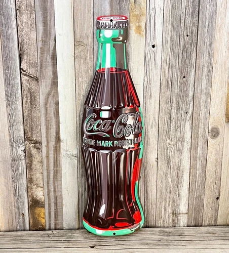Coca Cola Coke Soda Pop Embossed Bottle 21" Metal Tin Sign Vintage Type New