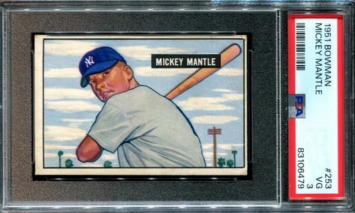 1951 Bowman Mickey Mantle Rookie #253 RC PSA 3