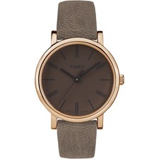 NEW TIMEX ROSE GOLD TONE,TAUPE BROWN SUEDE LEATHER BAND,INDIGLO,WATCH-TW2P96300
