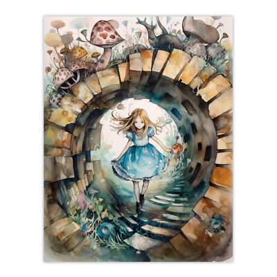 Alice In Wonderland Watercolour Through The Looking Glass Wall Art