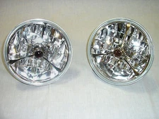 7" Tri Bar Red Dot Street Hot Rat Rod Headlights H4 Bulbs lamps