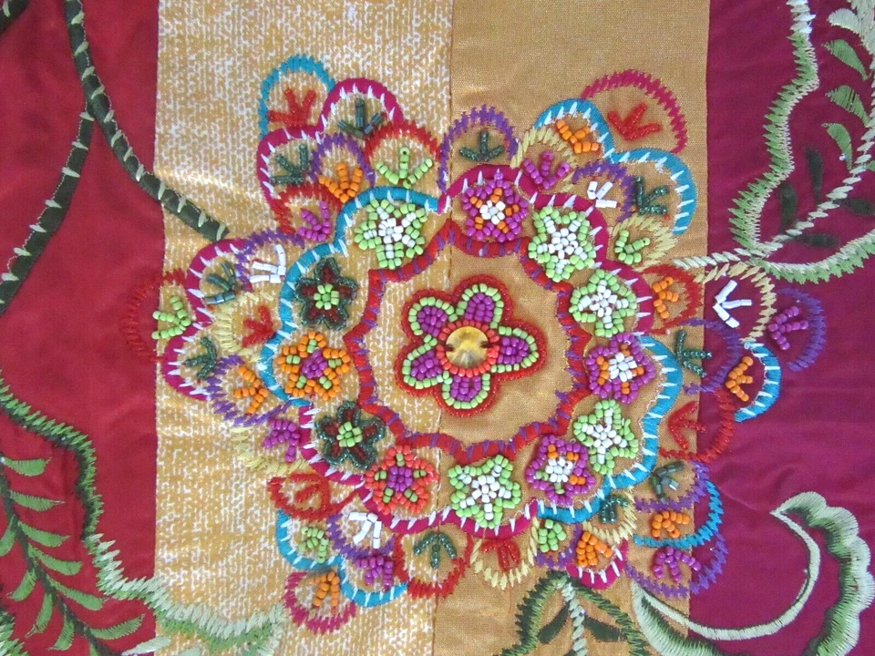 Artistic Accents EMBROIDERED BEADED FLORAL Lumbar PILLOW COVER~ 12" x 24" ~New - Image 4 of 4