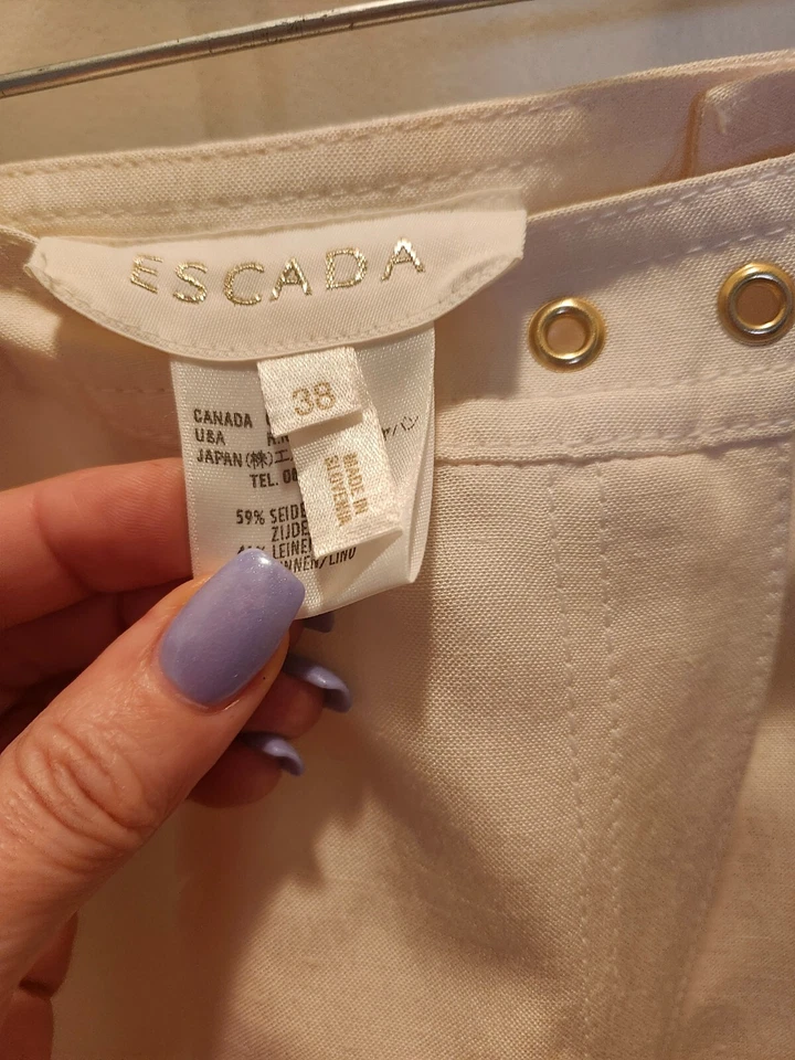 Traje pantalón mujer escada seda lino mezcla talla 38 crema Foto 4 de 4