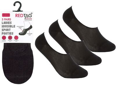 Red Tag unsichtbare Footie gepolsterte Sohle Sneaker Socken Größe 4-8 