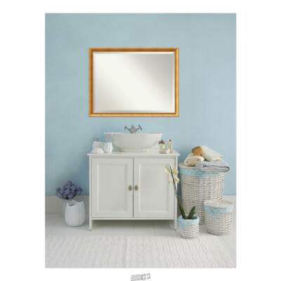 H Framed Rectangular Beveled Edge Bathroom Vanity Mirror in Gold ArtHouse