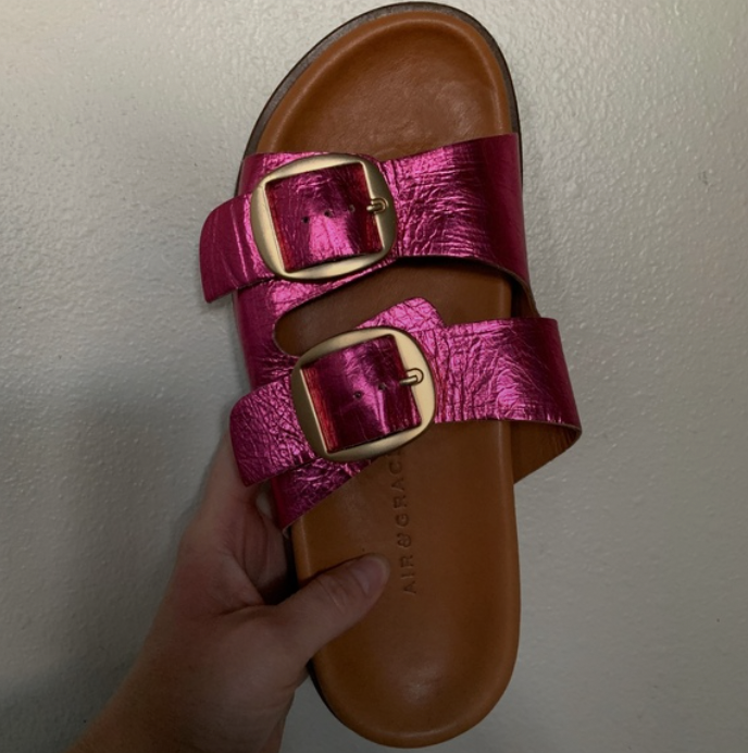 Air and Grace Pink Metallic Leather Sandals European Size 39 UK