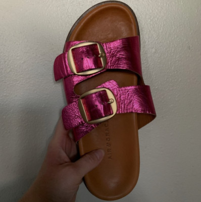 Air and Grace Pink Metallic Leather Sandals European Size 39 UK