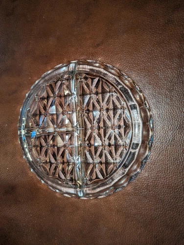 Vintage 7 3/8 inch Divided Glass Relish Dish Diamond And Bubble Pattern