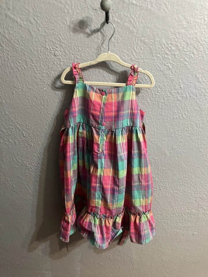 Vestido de sol para niñas talla 4T púrpura rosa a cuadros rosa púrpura, verde azulado Foto 3 de 4